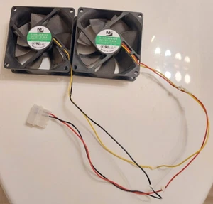 YM M Dual Cooling Fans DA08025B12H DC12V 0.4A TO MOLEX 80x80x25mm Case Side PC - Picture 1 of 2