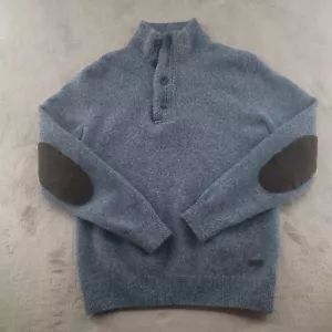 Barbour Pullover Herren mittelblau Strick 1/2 Zip Stehkragen Ellenbogen Patch Pulli - Bild 1 von 9
