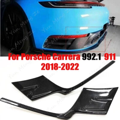 PARA 2018-2022 Porsche Carrera 992 911 fibra de carbono parachoques trasero envoltura angular 2 piezas Foto 1 de 4