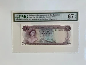 BAHAMAS 1/2 dollar 1965 Superb Gem Uncirculated. PMG 67. - Picture 1 of 3