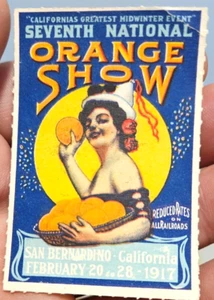 Séptimo sello National Orange Show San Bernardino CA 1917 tarifa de ferrocarril reducida - Imagen 1 de 3