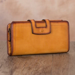 Genuine Leather Wallet Women Vintage Bifold Wallet Purse Money Clip Card Holder - Picture 1 of 13