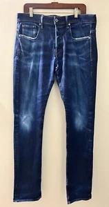 G Star Raw Jeans Men 33X34 3301 Tapered Zip Button Fly Dark Blue Denim - Picture 1 of 13