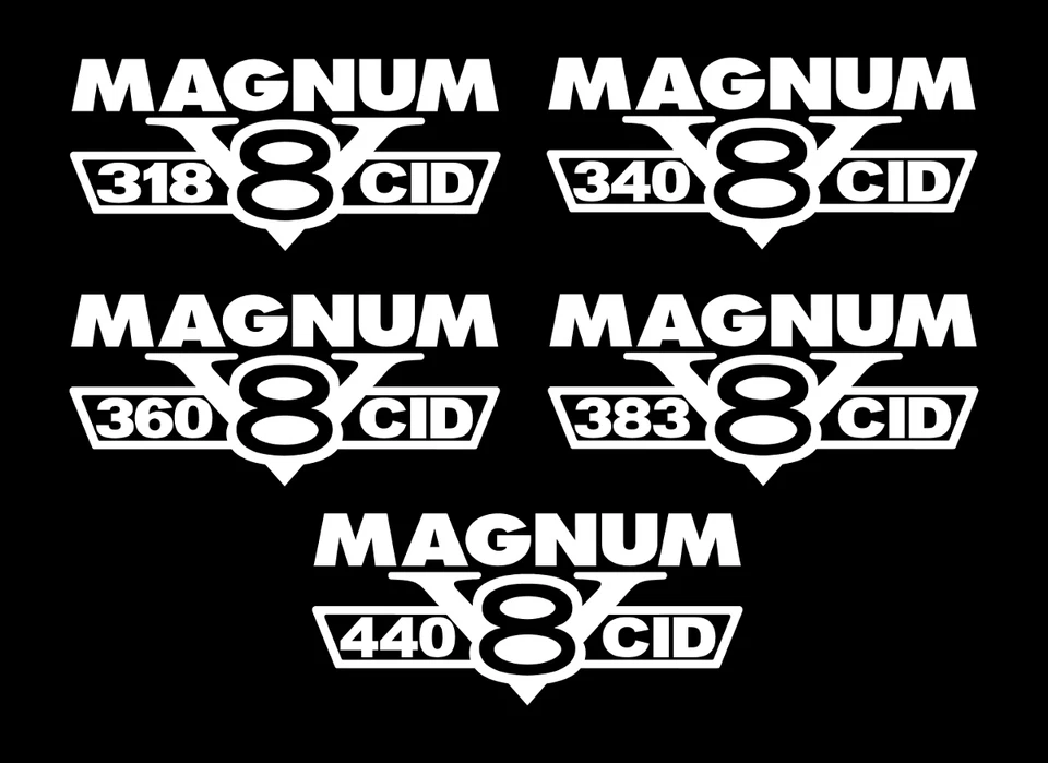 2 CALCOMANÍAS MAGNUM V8 318-340-360-383-440 EMBLEMAS CID 4X4 PEGATINAS RAM  Foto 1 de 1