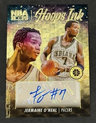 2023-24 NBA Hoops Premium Stock Jermaine O’Neal Gold Vinyl Prizm Ink 1/1 Pacers - Image 1 of 2