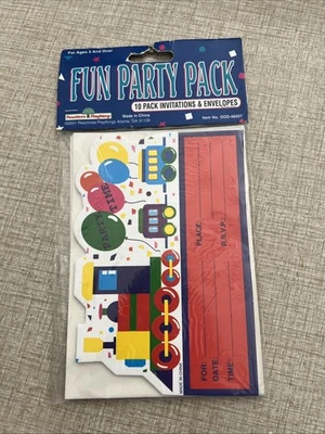 全新 复古 '01 火车邀请函 带信封 10 件装桃树玩具 — 第 1/4 张图片