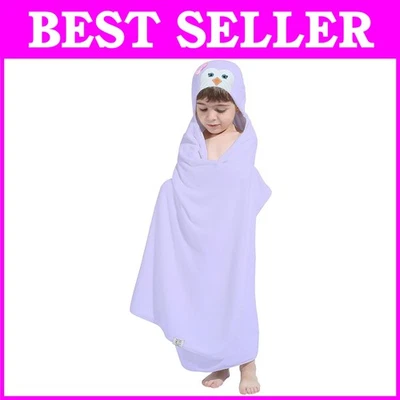 Large Bamboo Hooded Towel 30x50 Inch - Purple Penguin - Image 1 of 4