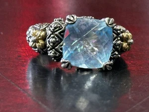 Anello in oro giallo 18 kt e argento sterling Barbara Bixby 4,4 ct topazio blu (C106) - Foto 1 di 14