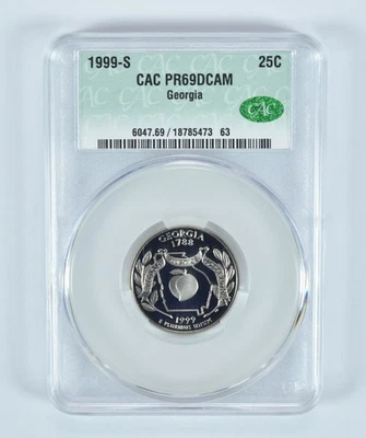 1999-S Washington State Quarter Georgia PR69 DCAM CAC CACg *5784 - Image 1 of 4