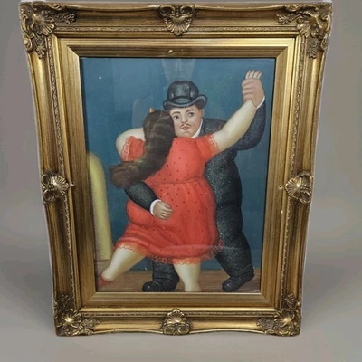 Arte Pintura al óleo FERNANDO BOTERO Fat Dance Girl 16X12 enmarcada sobre lienzo Foto 1 de 4