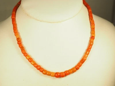 COLLIER ANCIEN CORAIL NATUREL ANTIQUE CORAL NECKLACE SILVER CLASP - Photo 1/4
