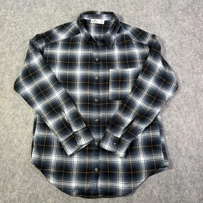 Camisa Top Hollister Franela Manga Larga Abotonada Para Mujer Talla XS Negra A Cuadros Foto 1 de 4