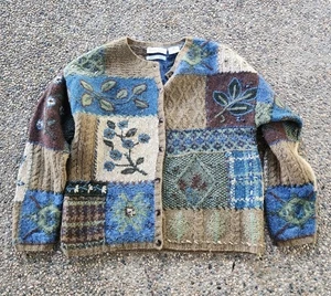 VTG Y2K Wool Sweater Cozy Classic Heritage Robert Scott Hand Knit M - Picture 1 of 6