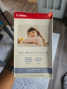 Canon Selphy KP-108IN Color Ink Paper Set 108 4x6 Sheets with 3 Toners 3115B001 - Afbeelding 1 van 3