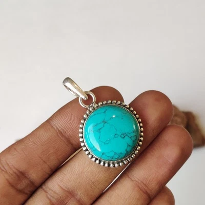 Impresionante Colgante Turquesa Plata de Ley 925 Regalo Para Ella Colgante Boho PG8581 Foto 1 de 4