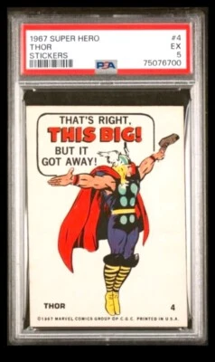1967 marvel super hero  #4 thor rc; rare sticker set rookie PSA 5  (POP 3, 6^) - Image 1 of 3