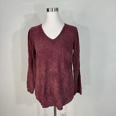 Suéter Spense Knits Mujer Talla S Cuello en V Suave Chenilla Tejido Rojo/Púrpura Nuevo con Etiquetas Foto 1 de 4