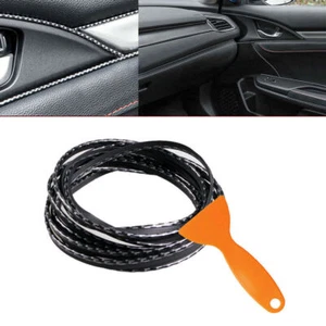 5M Black Carbon Fiber Car Interior Door Panel Edge Gap Molding Trim Accessories - Picture 1 of 13