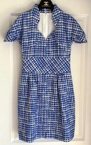 CHANEL 19C LA PAUSA BLUE WHITE TWEED MINI DRESS 34 XS - Picture 1 of 14