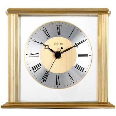 Acctim Hamilton Mantel Clock Quartz Brushed Metal & Glass Floating Effect - Image 1 of 2
