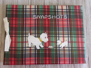 Álbum de fotos instantáneas de colección libro de recortes vinilo cubierta a cuadros Scottie Dogs 1940/1950 - Imagen 1 de 4