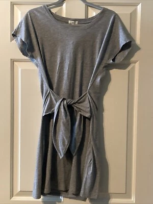 Vestido camisero Joie para mujer manga corta con cinturón gris algodón talla pequeña Foto 1 de 4