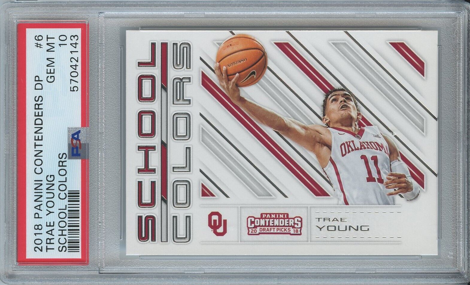 Trae Young 2018 Panini Contenders Draft Picks School Colors #6 RC Rookie PSA 10