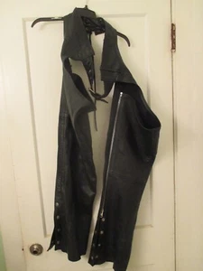 MOB Men's Genuine Leather Black Motorcycle Riding Chaps - Size: MEDIUM - Bild 1 von 8