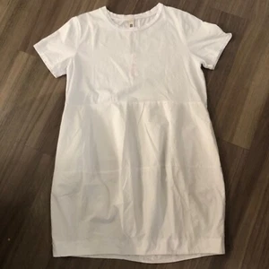 Wendy Trendy Dress Size M/L 100% Cotton White Knee Length Side Pockets Italy New - Bild 1 von 6