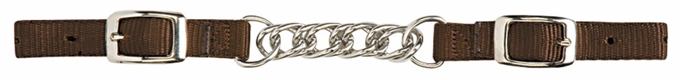 Correa de bordillo de nailon Weaver con cadena de acero inoxidable de eslabón plano, marrón, 35-8025  Foto 1 de 1