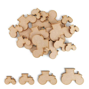 Tractor MDF Craft Shapes Wooden Blank Gift Tags Decoration Embellishments Pack - Imagen 1 de 4