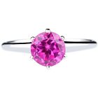 925 Sterling Silver 1.45Ct Round Cut 100% Natural Pink Tourmaline Women's Ring