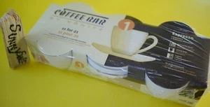 Konitz Coffee Bar Tazas Espresso Platillos 2 Onzas Blanco 4 Piezas Juego de Porcelana - Imagen 1 de 6