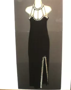 Attitudes by Debra Women's L Prom Dress Formal Party Black Maxi Beaded Vintage - Picture 1 of 8