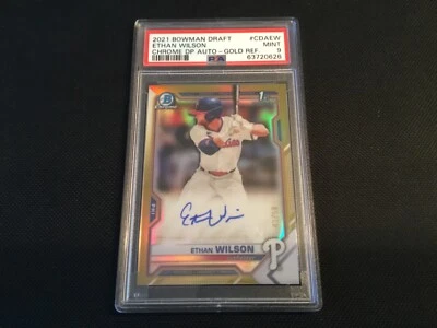2021 Bowman Draft ETHAN WILSON 1st Chrome Prospect Auto Gold /50 PSA 9 - Image 1 of 4