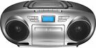 Insignia- AM/FM Radio Portable CD Boombox with Bluetooth - Silver/Black