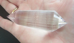 VOGEL QUARTZ 24 FACET 80mm RAINBOW CRYSTAL DOUBLE POINTED USA - Foto 1 di 9