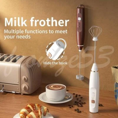 🔥Electric Milk Frother Double Whisk Handheld Coffee Foam Mixer USB Rechargeable - Image 1 of 4