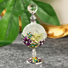 Crystal Glass Perfume Bottle 7ml Hummingbird Lady Comestic Container Collectible