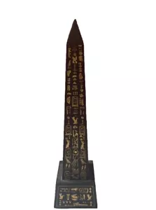 Vintage Egyptian Collectible SUMMIT COLLECTION Black Obelisk Gold Hieroglyphs - Picture 1 of 6