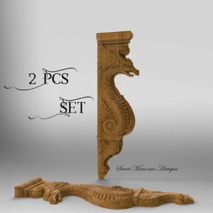 Escultura de dragones góticos ménsulas de dragones de madera para chimenea abrigo envolvente 29" - Imagen 1 de 12