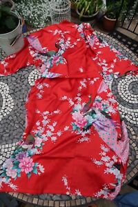 Ladies Kimono Dressing Gown Oriental Village Silk Collection Red 