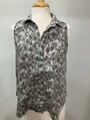 Cloth & Stone Blouse Women Size M Anthropologie Cheetah Split Back Button Up Top - Image 1 of 4