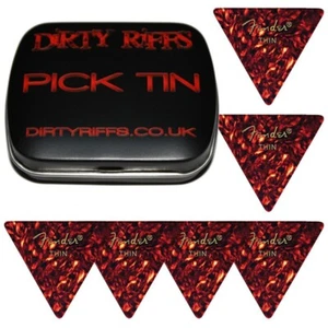 6 selecciones de guitarra Fender 355 con carcasa de celuloide delgada púas en una lata de selección - Imagen 1 de 1