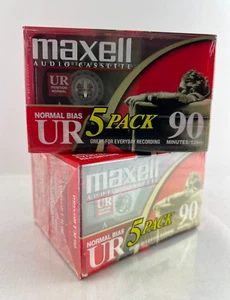 10 Maxell Audio Cassette Tape Normal Bias UR 90 Min - 2 Packs of 5 Sealed - Picture 1 of 4