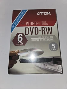TDK Video DVD-RW 4.7 GB 2x Rewriteable Recording Pack Of 5 - NEW SEALED! - Picture 1 of 2