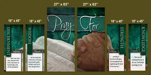 Inspirational Christian Church Banners - Pray For (SMALL 6 BANNER SET) - Picture 1 of 7