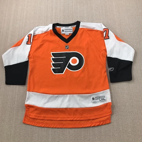 Philadelphia Flyers Hockey Jersey Youth Boys Large Orange Jeff Carter #17 Reebok Cover