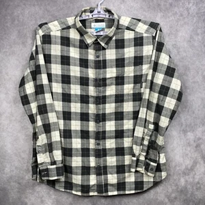 Columbia Button Up Shirt Mens XL Black/Gray Plaid Long Sleeve Outdoors Gorpcore - Picture 1 of 11