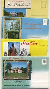 4 libros de postal desplegables de colección de los años 60 para ver: WILLIAMSBURG, JAMESTOWN, VIRGINIA - Imagen 1 de 3